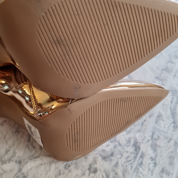 Qupid Rose Gold Metallic Heels Pointed Toe Size 6 - Picture 8 of 13